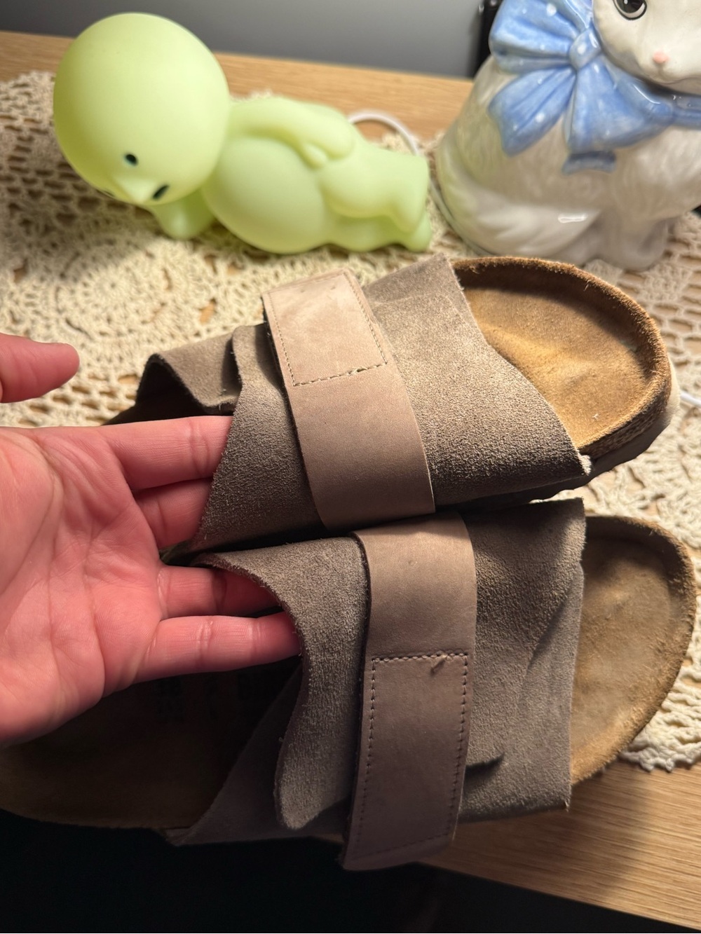 Birkenstock Suede Cross-Strap Sandals - Taupe